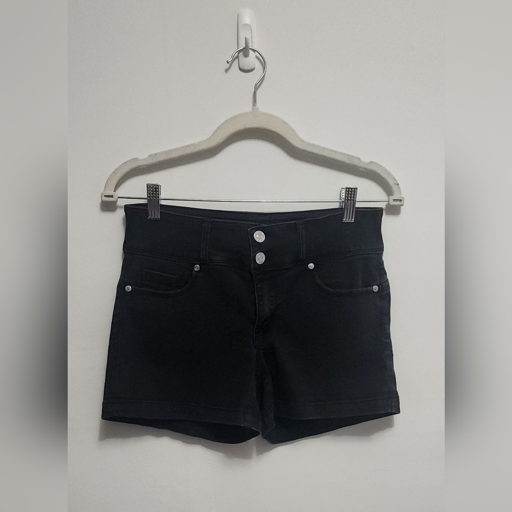 Guess Black High-Rise Double-Button Jean Shorts size:27